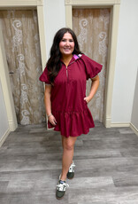 J.HOFFMAN'S Pink Collar Affair Dress- Burgandy