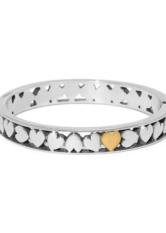 Mystery Of Love Heart Gold Heart Hinged Bnagle