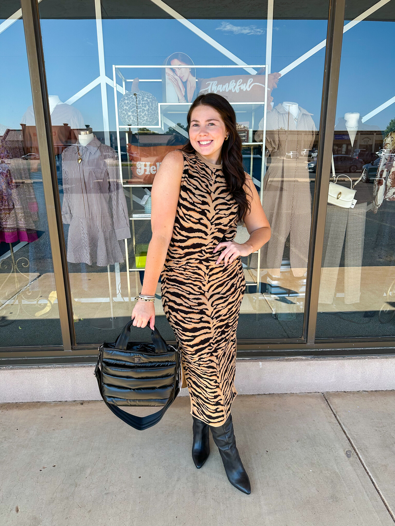 Simone Sweater Dress- Tiger - j.hoffman's