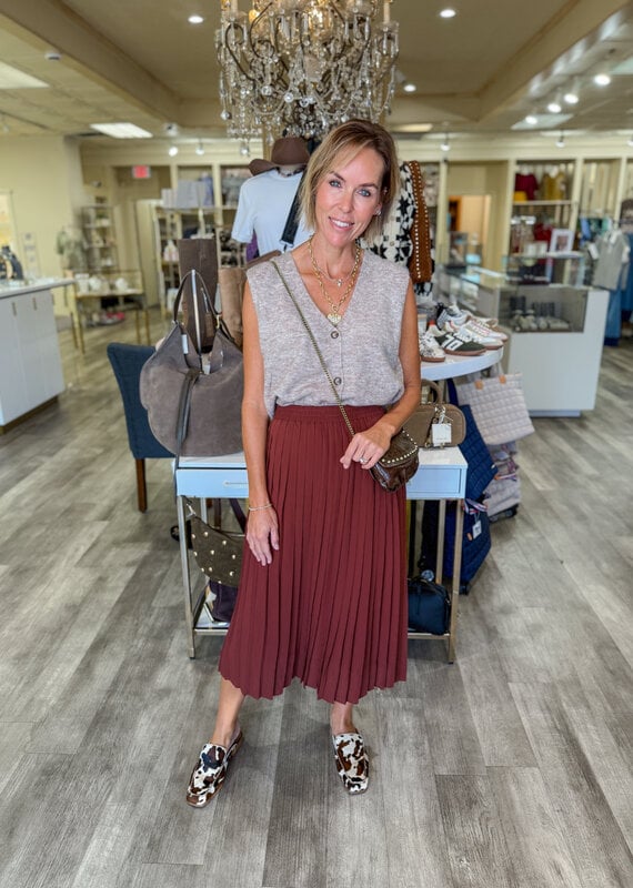 J.HOFFMAN'S Plisse Skirt- Chocolate