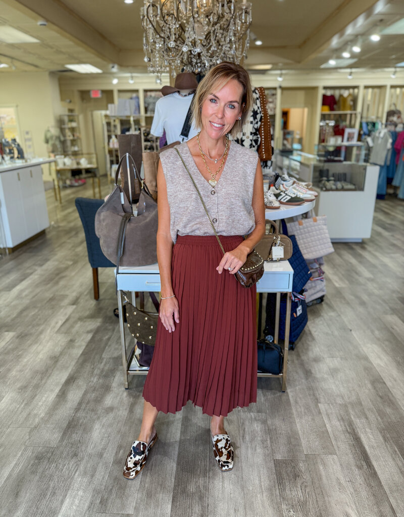 J.HOFFMAN'S Plisse Skirt- Chocolate