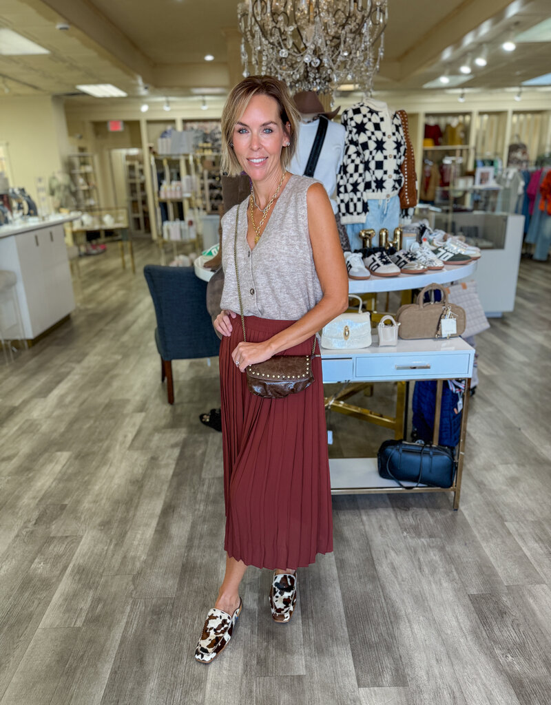 J.HOFFMAN'S Plisse Skirt- Chocolate