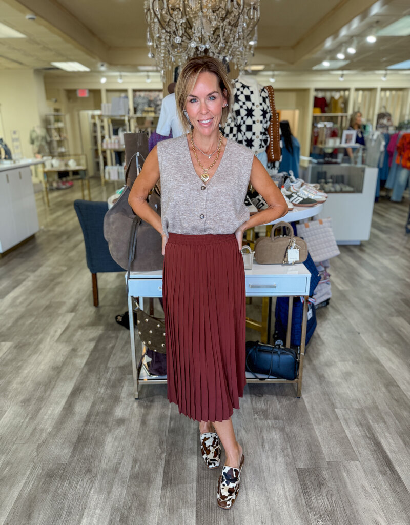 J.HOFFMAN'S Plisse Skirt- Chocolate