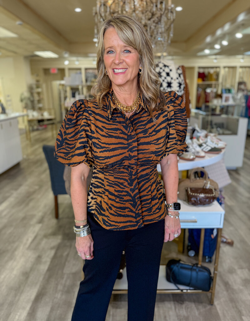 J.HOFFMAN'S Britt Top- Tiger Jacquard