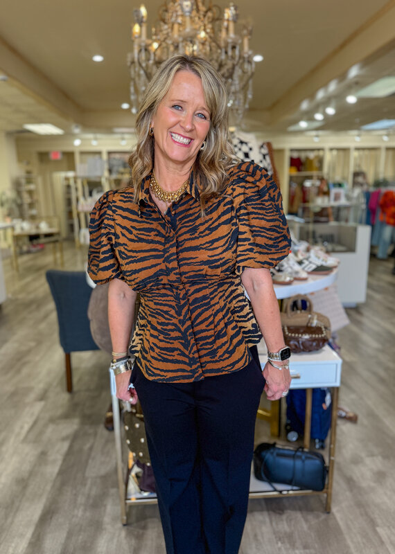 J.HOFFMAN'S Britt Top- Tiger Jacquard