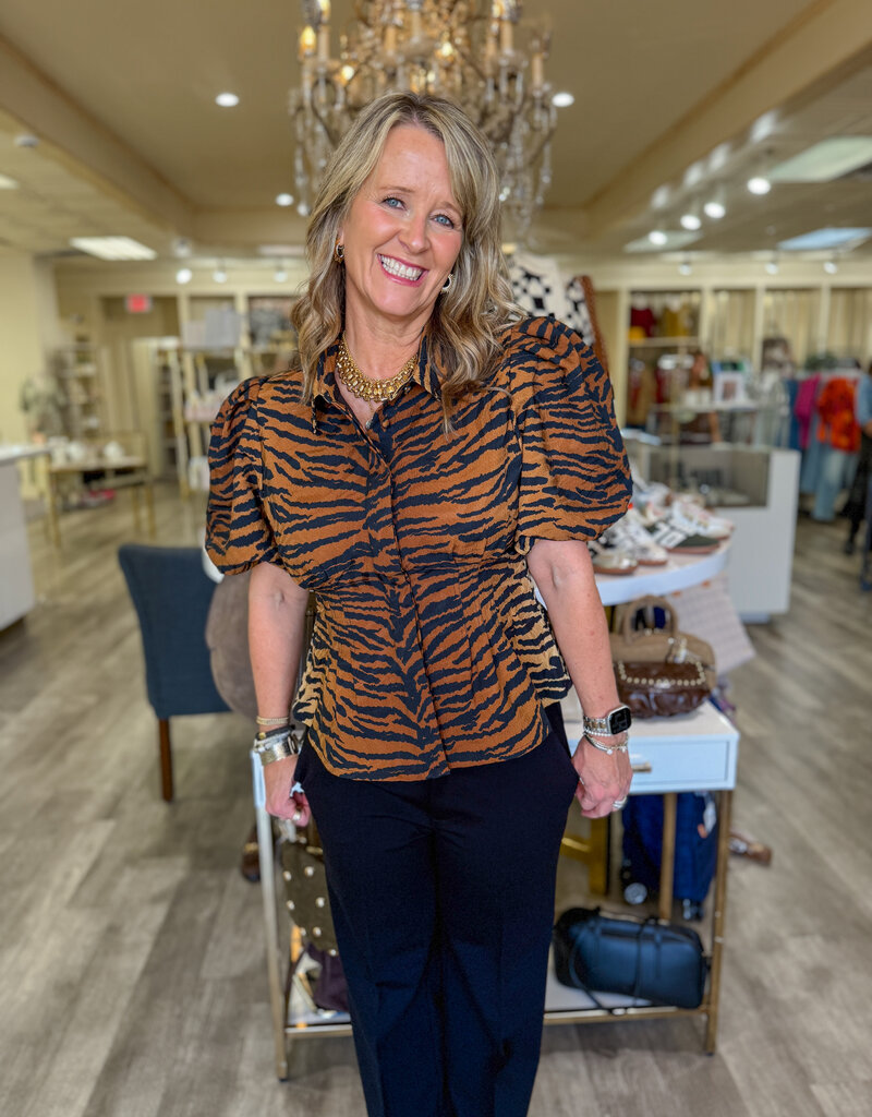 J.HOFFMAN'S Britt Top- Tiger Jacquard