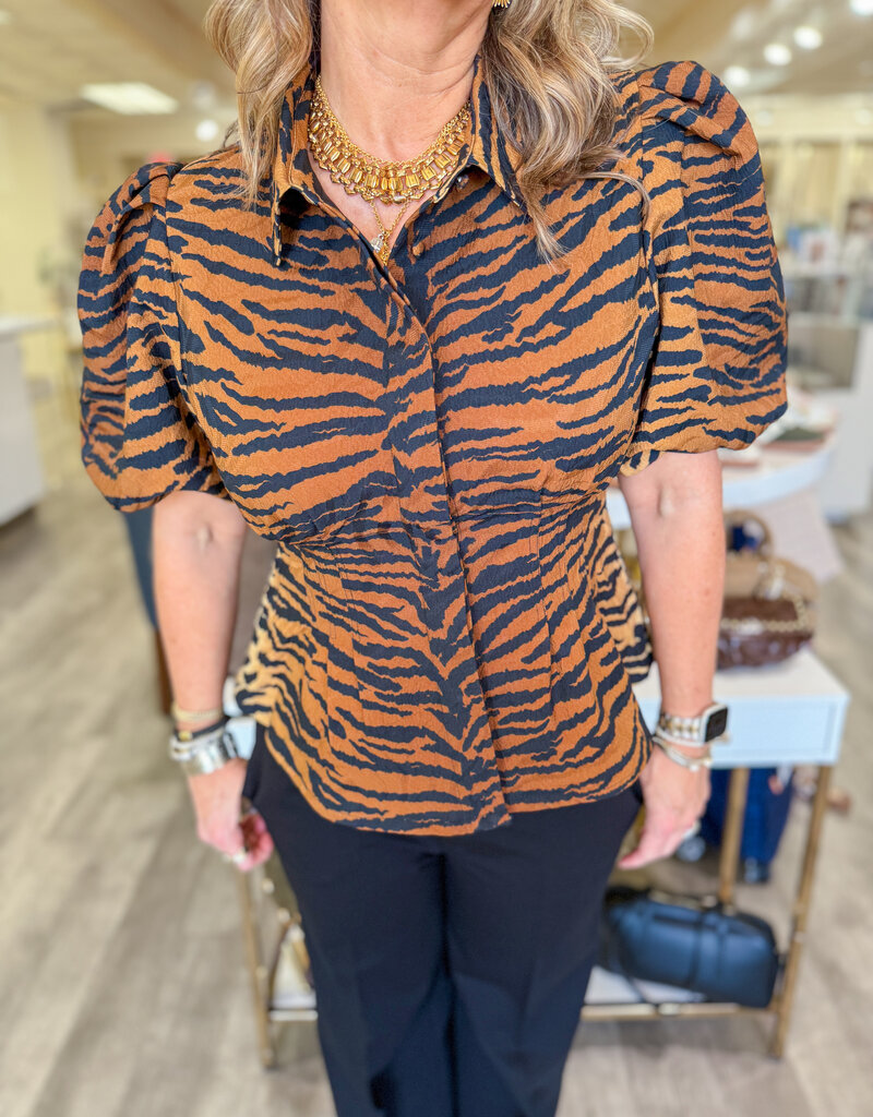 J.HOFFMAN'S Britt Top- Tiger Jacquard