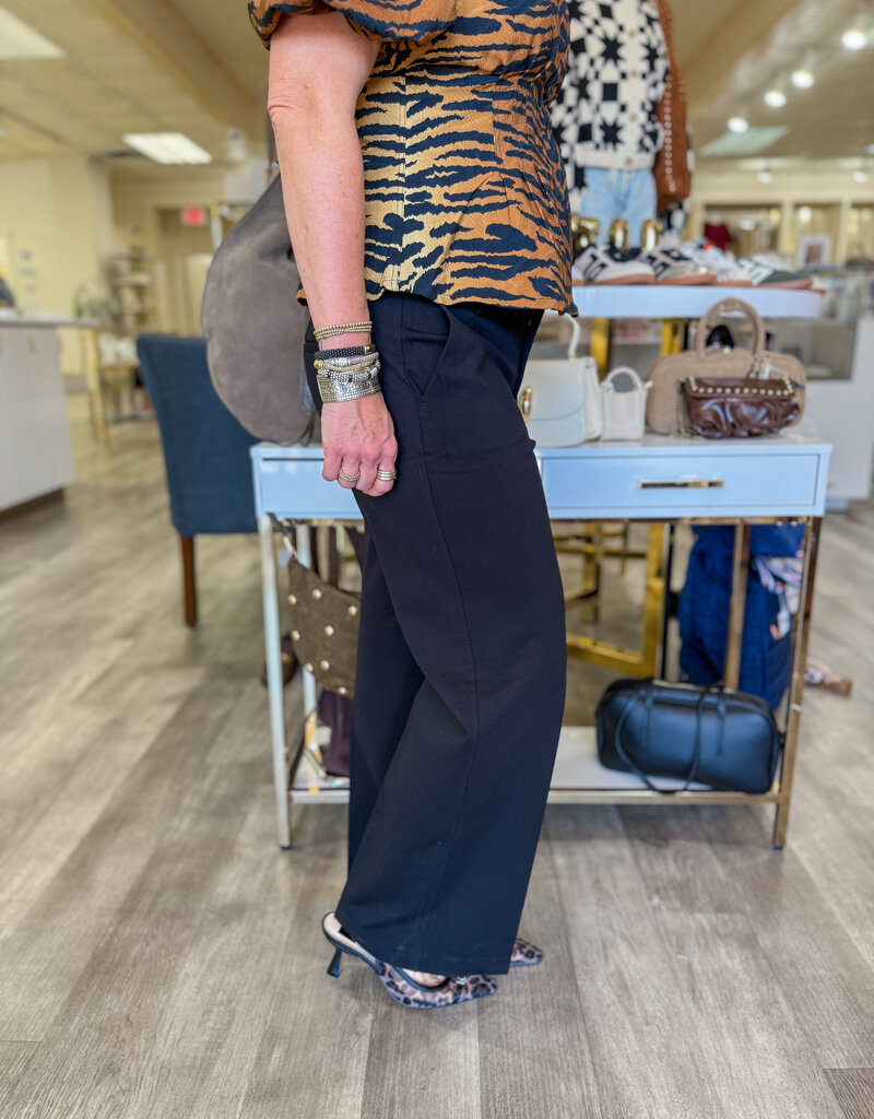 J.HOFFMAN'S Kelsey High Rise Wide Leg Trouser- Black