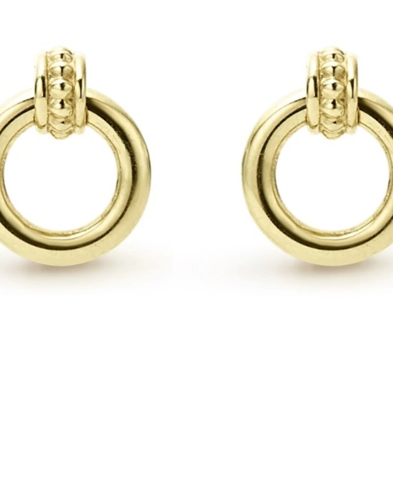 LAGOS 18K Gold & Blk Cav 10MM Circle Drop Ear