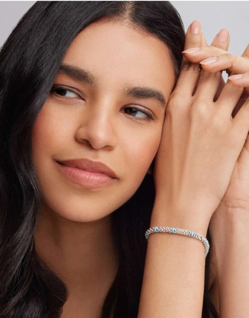 LAGOS Blue Caviar Sterling Silver 5mm Beaded Bracelet w/ Blue Bars