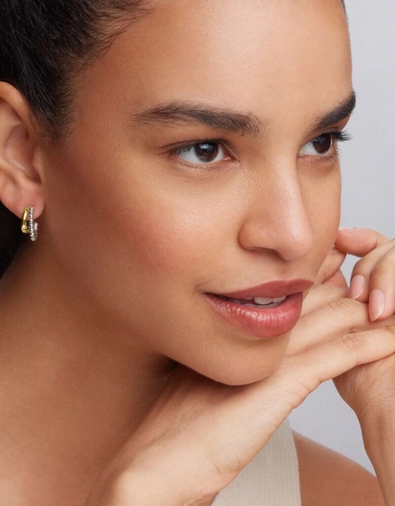 LAGOS Signature Caviar Two Tone Mini Hoop Earrings