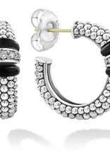LAGOS Black Ceramic and Diamond Hoop Earrings