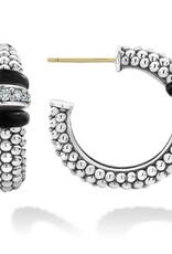 LAGOS Black Ceramic and Diamond Hoop Earrings