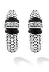 LAGOS Black Ceramic and Diamond Hoop Earrings