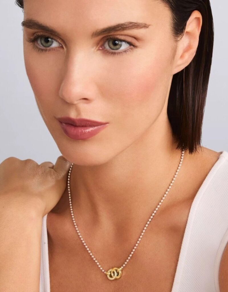 LAGOS Signature Caviar Two-Tone Interlocking Diamond Pendant Necklace