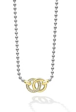 LAGOS Signature Caviar Two-Tone Interlocking Diamond Pendant Necklace