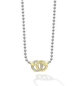 LAGOS Signature Caviar Two-Tone Interlocking Diamond Pendant Necklace