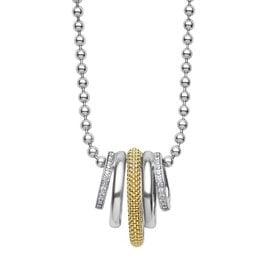 LAGOS Caviar Lux Two-Tone Five Ring Diamond Pendant Necklace