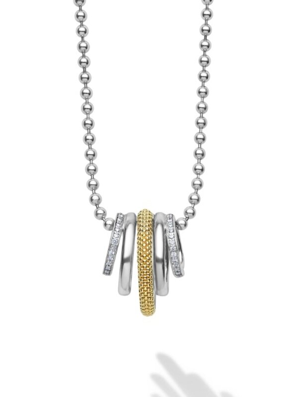 LAGOS Caviar Lux Two-Tone Five Ring Diamond Pendant Necklace