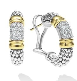 LAGOS Signature Caviar Two-Tone Caviar Diamond Hoop Earrings