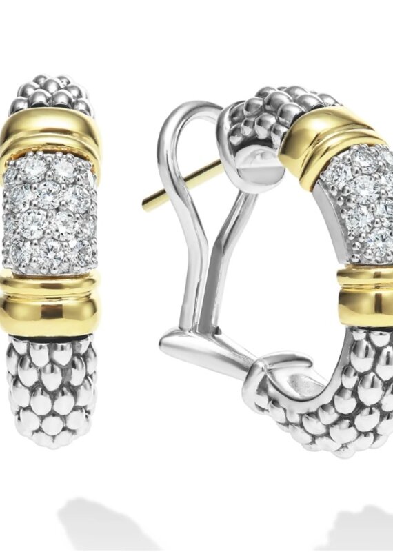 LAGOS Signature Caviar Two-Tone Caviar Diamond Hoop Earrings