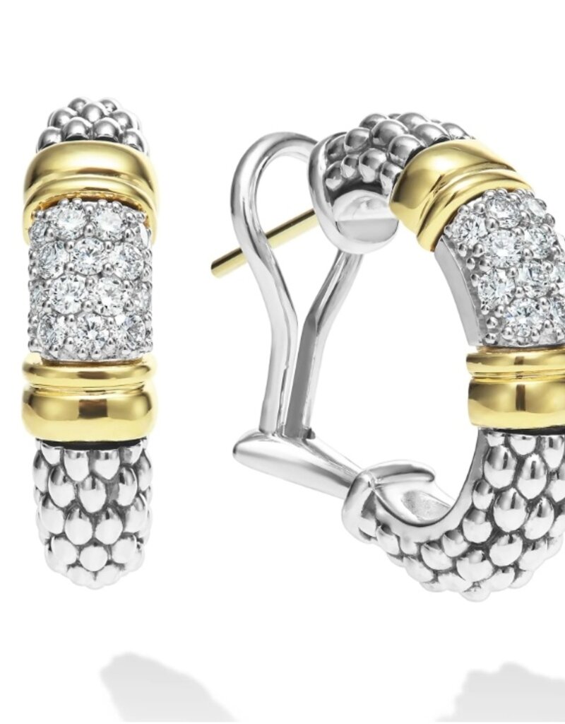 LAGOS Signature Caviar Two-Tone Caviar Diamond Hoop Earrings