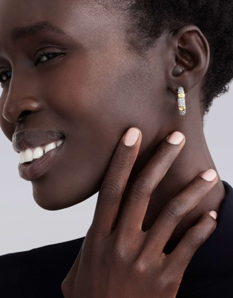 LAGOS Signature Caviar Two-Tone Caviar Diamond Hoop Earrings