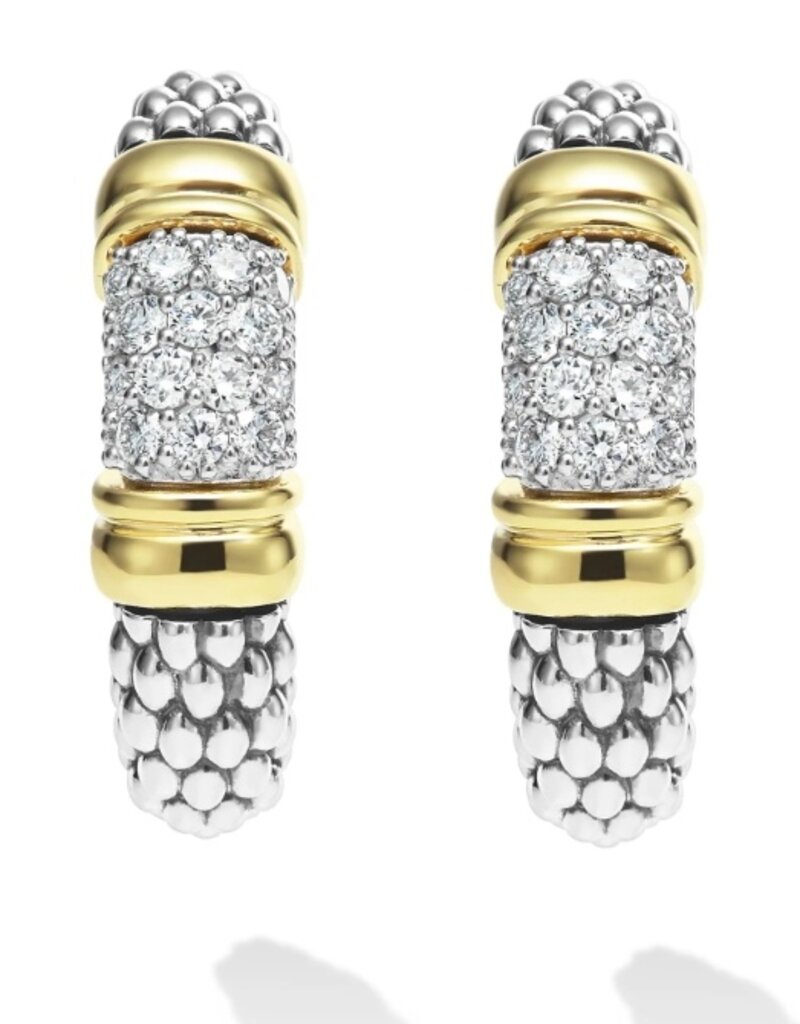 LAGOS Signature Caviar Two-Tone Caviar Diamond Hoop Earrings