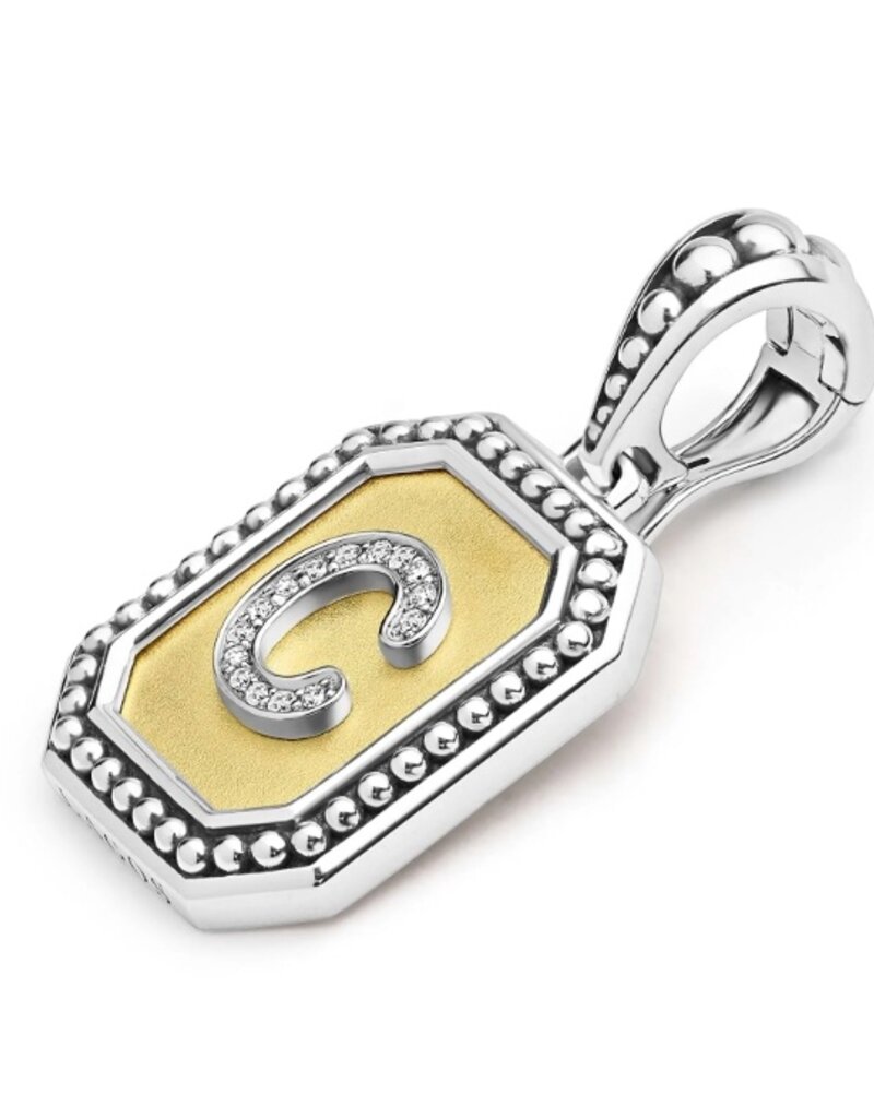 LAGOS Signature Caviar Octagon Diamond Initial Charm