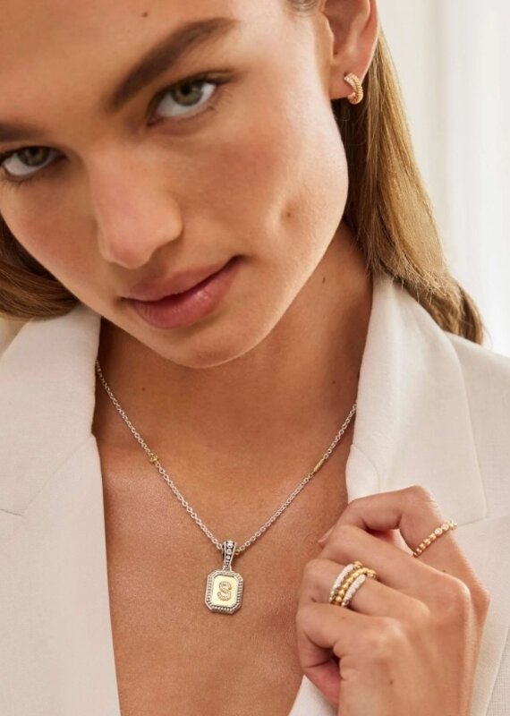 LAGOS Signature Caviar Octagon Diamond Initial Charm