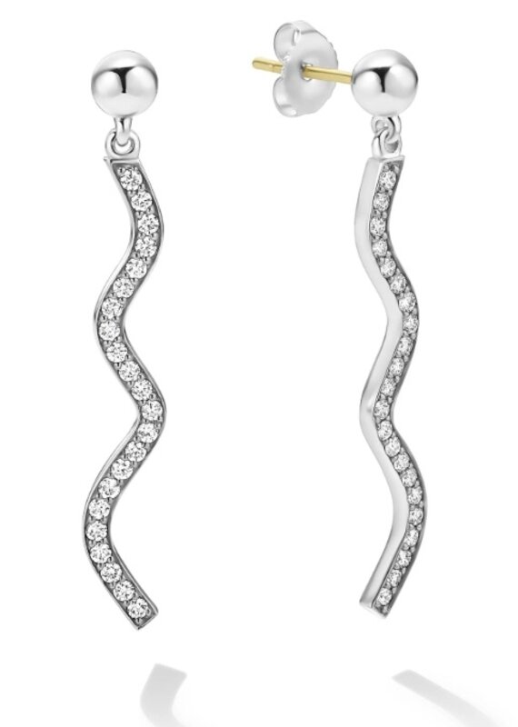 LAGOS Caviar Spark Large Wave Diamond Drop Earrings