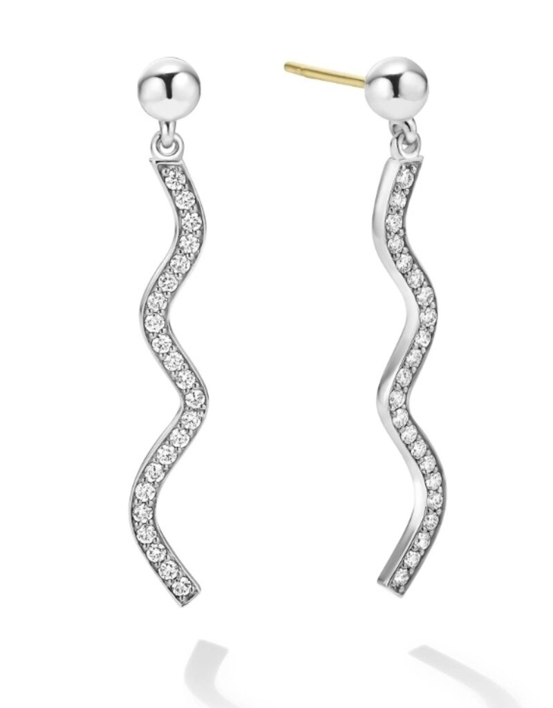LAGOS Caviar Spark Large Wave Diamond Drop Earrings