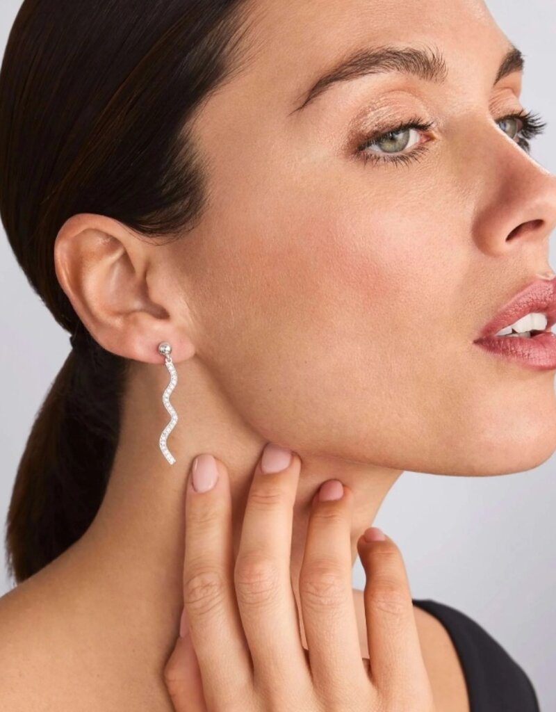 LAGOS Caviar Spark Large Wave Diamond Drop Earrings