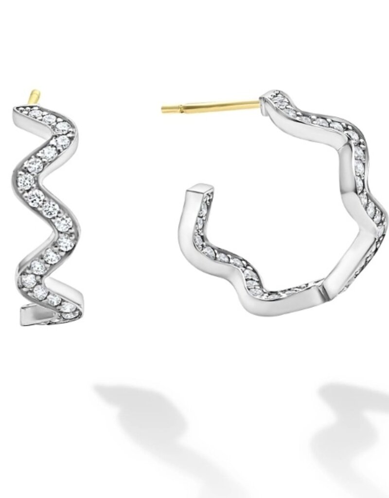 LAGOS Caviar Spark Wave Diamond Hoop Earrings