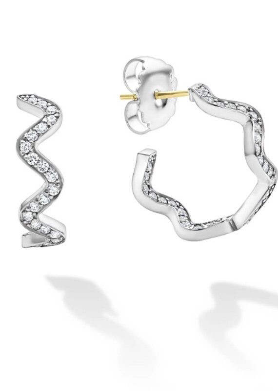 LAGOS Caviar Spark Wave Diamond Hoop Earrings