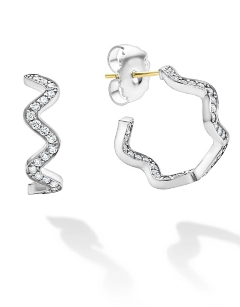 LAGOS Caviar Spark Wave Diamond Hoop Earrings