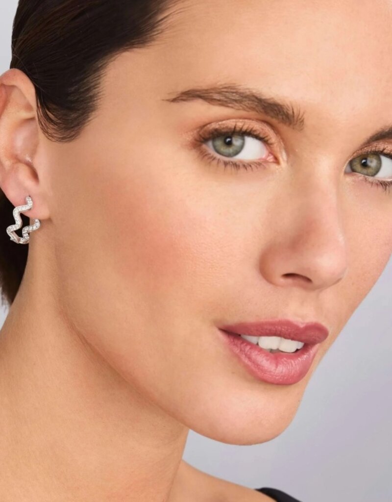 LAGOS Caviar Spark Wave Diamond Hoop Earrings