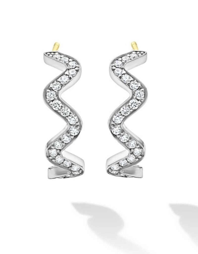 LAGOS Caviar Spark Wave Diamond Hoop Earrings