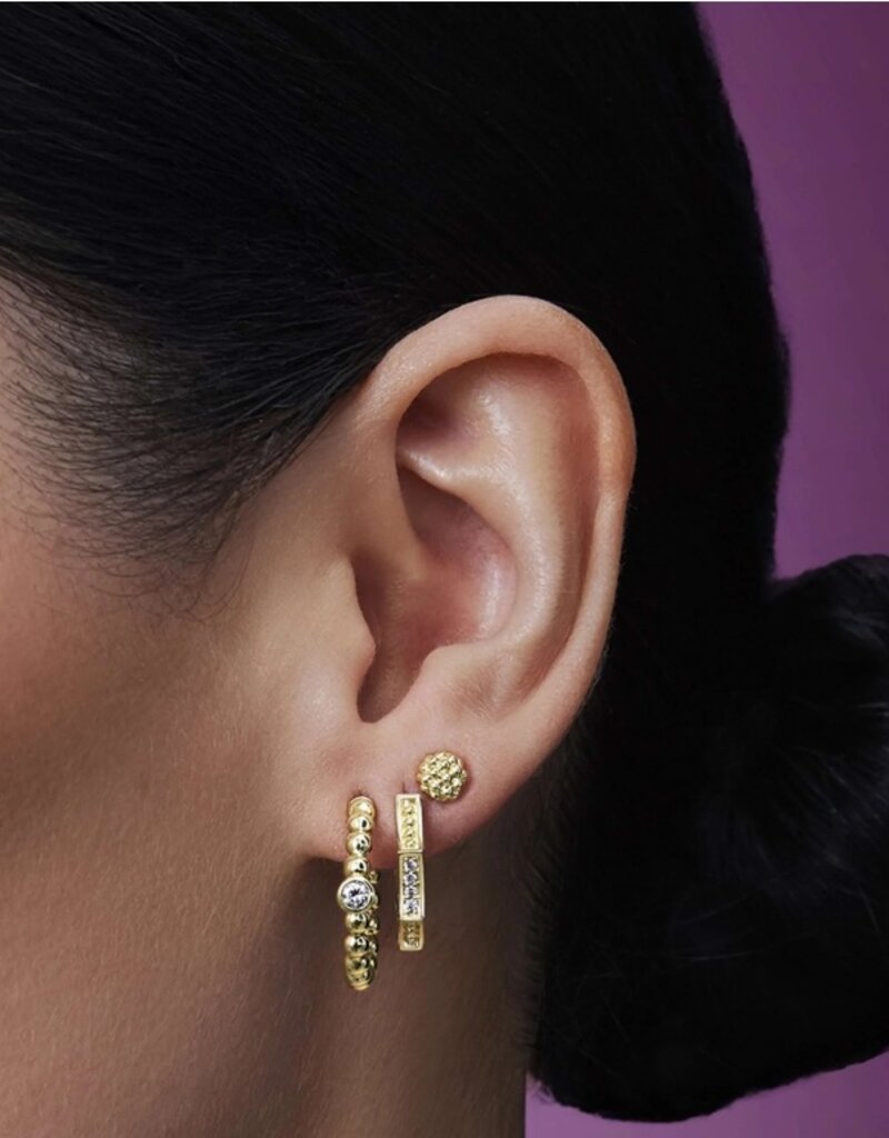 LAGOS Caviar Gold 18K Gold Caviar Hexagon Diamond Huggie Earrings