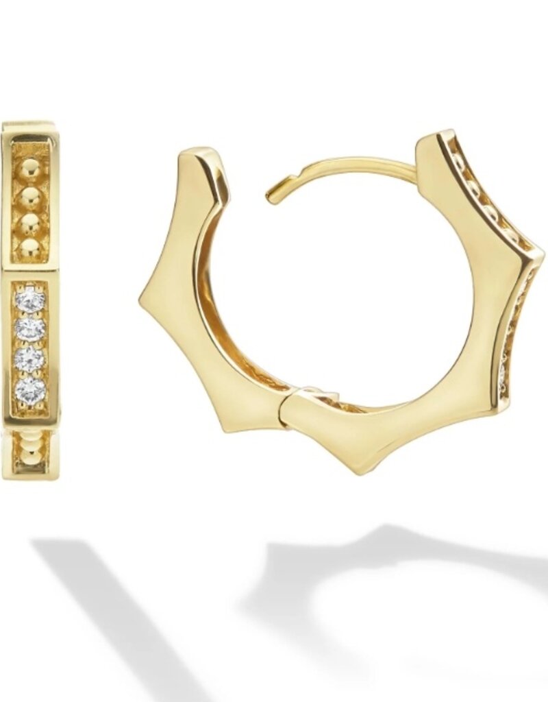 LAGOS Caviar Gold 18K Gold Caviar Hexagon Diamond Huggie Earrings