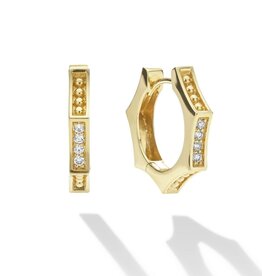 LAGOS Caviar Gold 18K Gold Caviar Hexagon Diamond Huggie Earrings