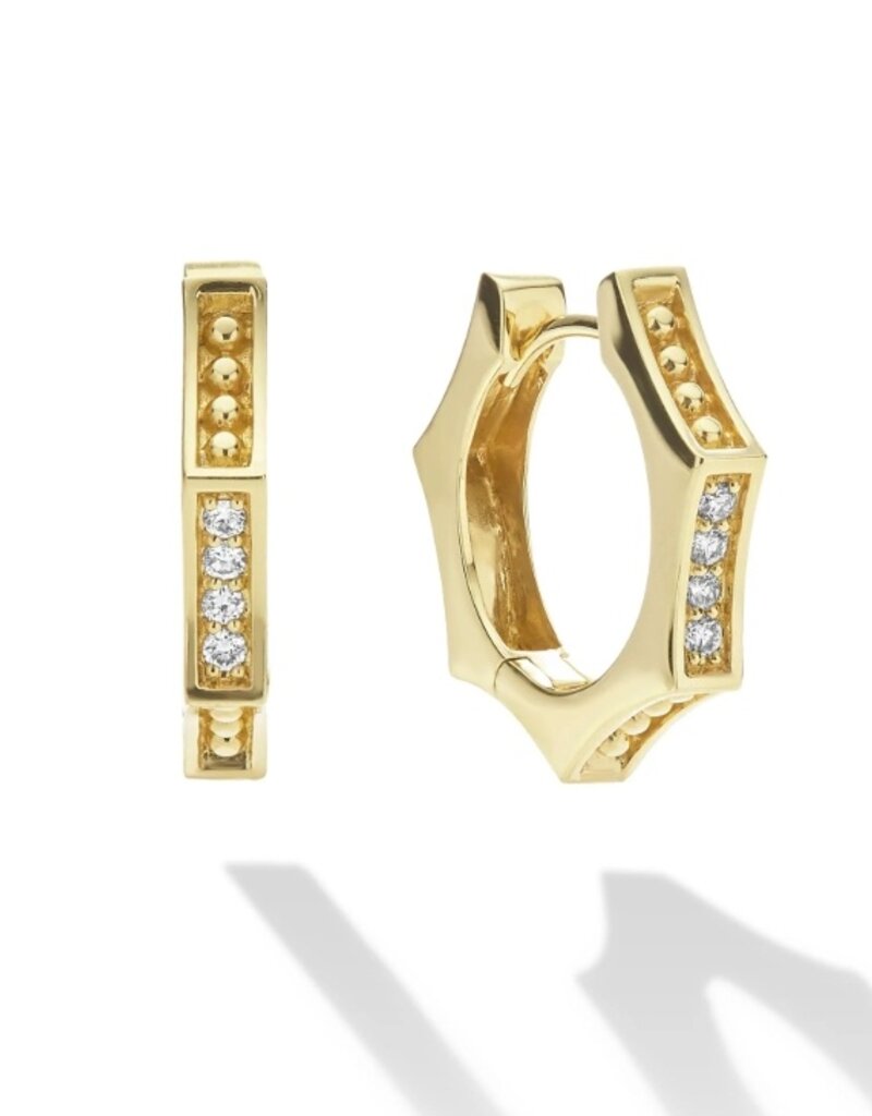 LAGOS Caviar Gold 18K Gold Caviar Hexagon Diamond Huggie Earrings