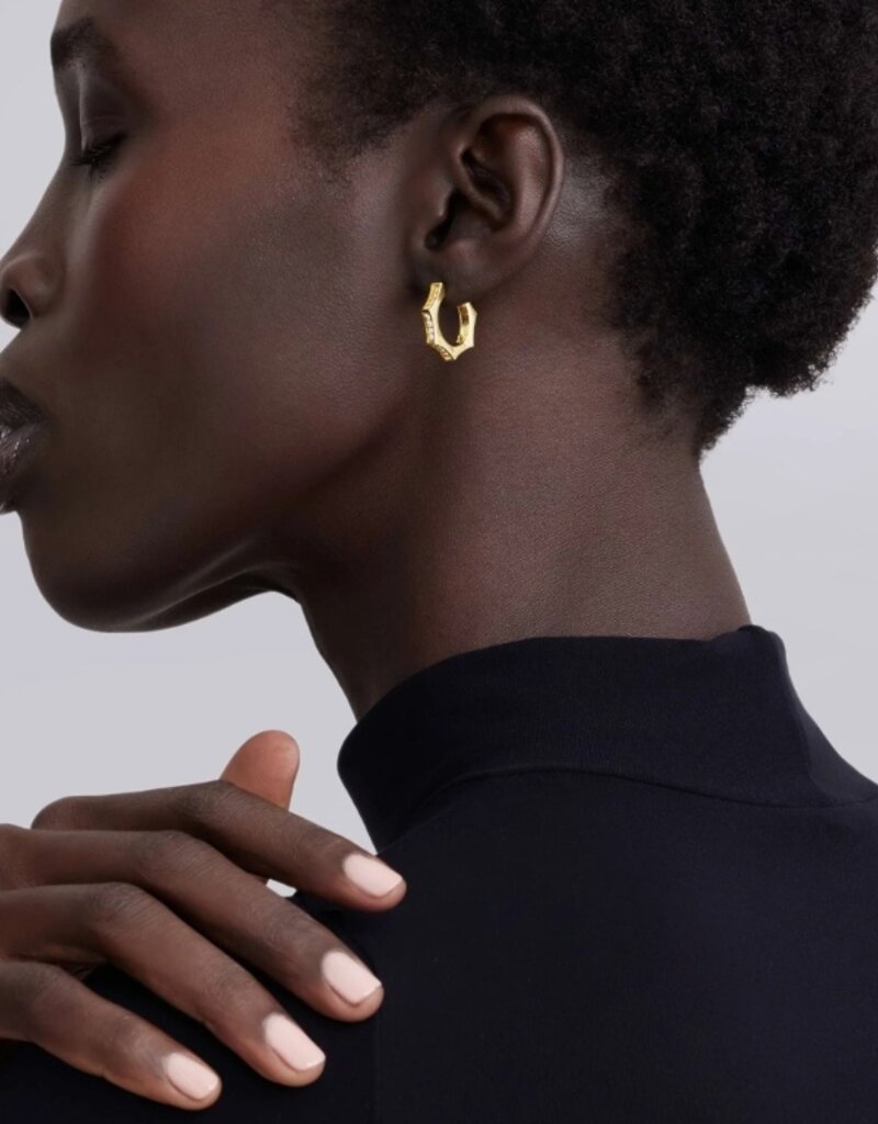 LAGOS Caviar Gold 18K Gold Caviar Hexagon Diamond Huggie Earrings