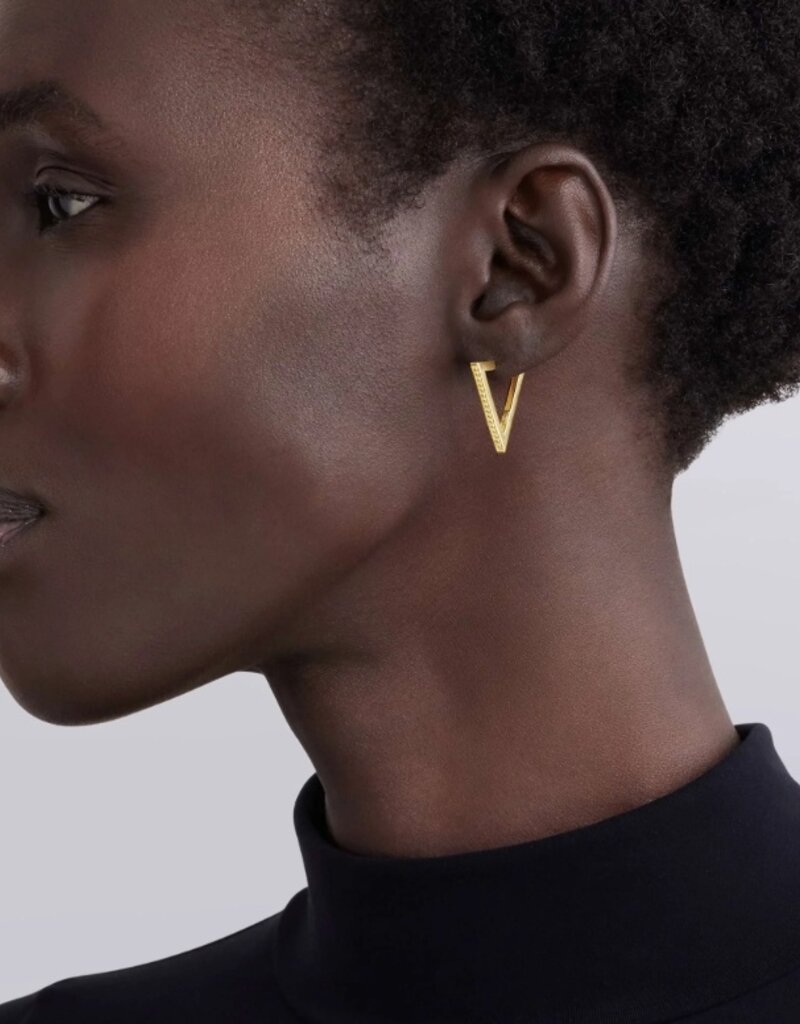 LAGOS Caviar Gold 18K Gold Triangle Caviar Hoop Earrings