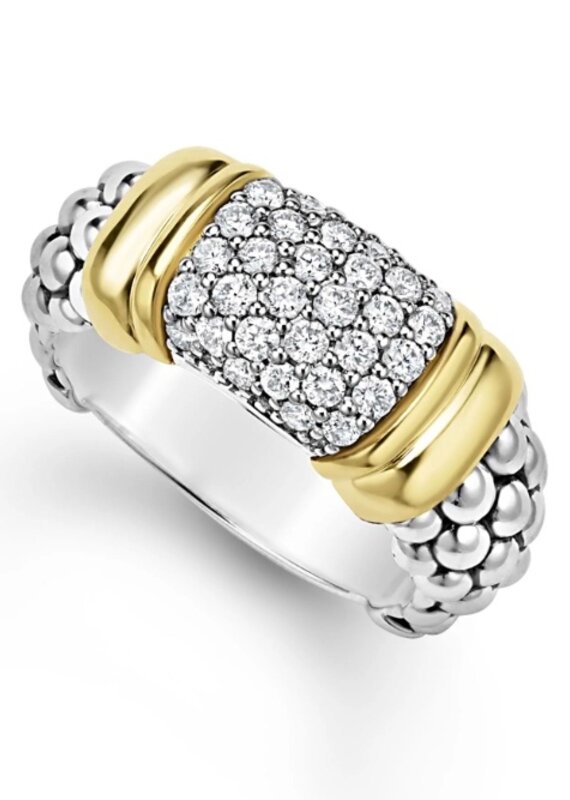 LAGOS Signature Caviar Two-Tone Caviar Diamond Ring | 9mm