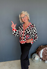 J.HOFFMAN'S Queen of Sparkles Checkered Icons Cardi