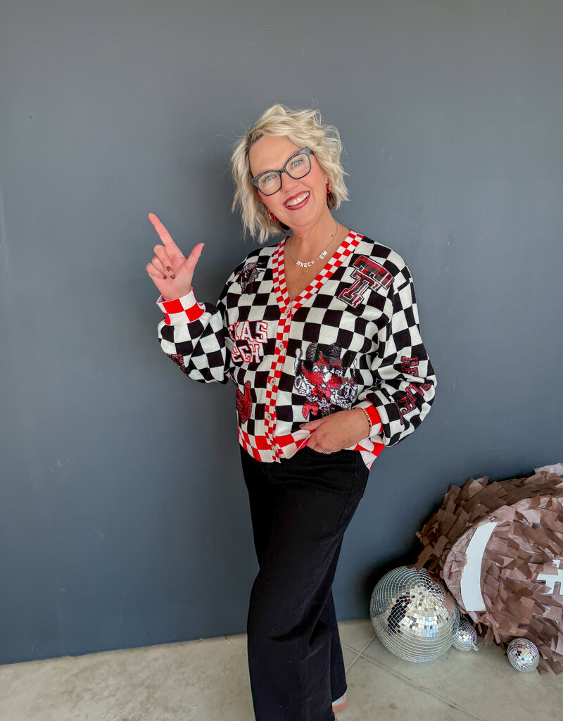 J.HOFFMAN'S Queen of Sparkles Checkered Icons Cardi