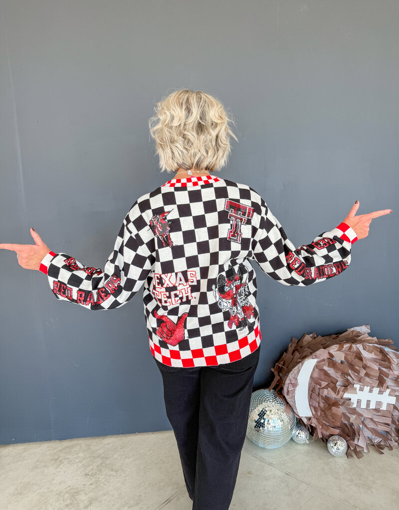 J.HOFFMAN'S Queen of Sparkles Checkered Icons Cardi