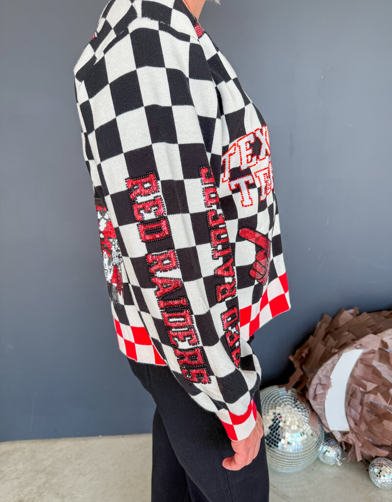 J.HOFFMAN'S Queen of Sparkles Checkered Icons Cardi