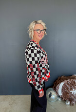 J.HOFFMAN'S Queen of Sparkles Checkered Icons Cardi